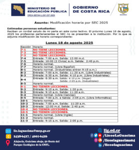 DREA-SEC04-LLGC-237-2025 – Horario especial por SEC el 18/08/2025