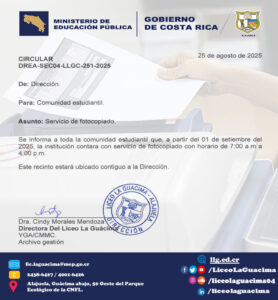 DREA-SEC04-LLGC-251-2025 – Disponibilidad del servicio de fotocopiado a partir del 1 de setiembre 2025