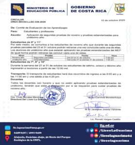 DREA-SEC04-LLGC-336-2025 – Aplicación de II Pruebas de 9° y estandarizadas de 11°